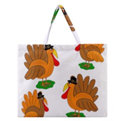 Thanksgiving Turkeys Zipper Large Tote Bag by Valentinaart