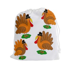 Thanksgiving Turkeys Drawstring Pouches (xxl) by Valentinaart