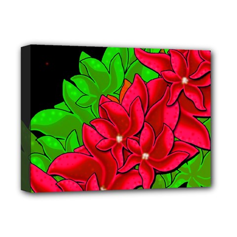 Xmas Red Flowers Deluxe Canvas 16  X 12   by Valentinaart