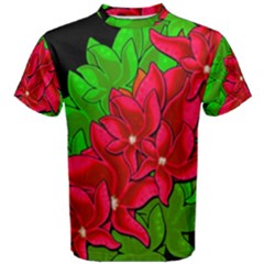 Xmas Red Flowers Men s Cotton Tee by Valentinaart