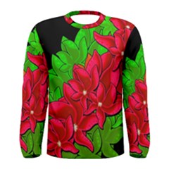 Xmas Red Flowers Men s Long Sleeve Tee by Valentinaart