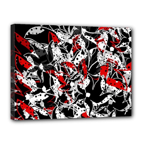 Red Abstract Flowers Canvas 16  X 12 