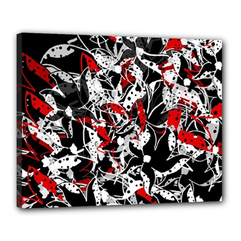 Red Abstract Flowers Canvas 20  X 16 