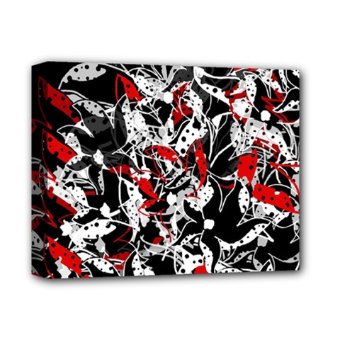 Red Abstract Flowers Deluxe Canvas 14  X 11 