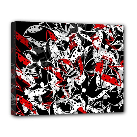 Red Abstract Flowers Deluxe Canvas 20  X 16  