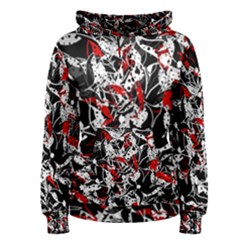 Red Abstract Flowers Women s Pullover Hoodie by Valentinaart