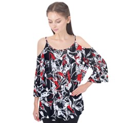 Red Abstract Flowers Flutter Tees