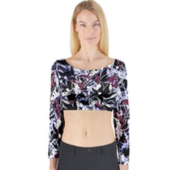 Decorative Abstract Floral Desing Long Sleeve Crop Top