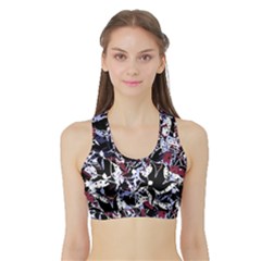 Decorative Abstract Floral Desing Sports Bra With Border by Valentinaart