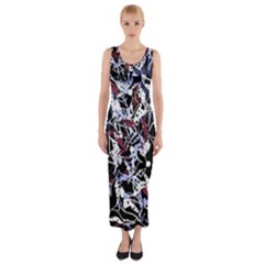 Decorative Abstract Floral Desing Fitted Maxi Dress by Valentinaart