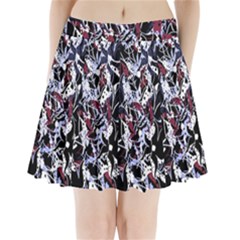 Decorative Abstract Floral Desing Pleated Mini Skirt