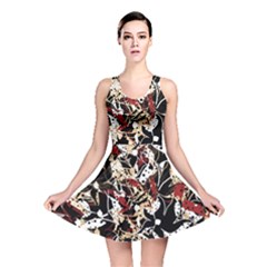 Abstract Floral Design Reversible Skater Dress