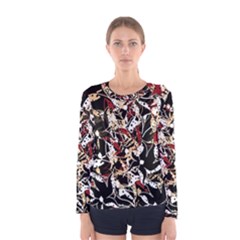 Abstract Floral Design Women s Long Sleeve Tee