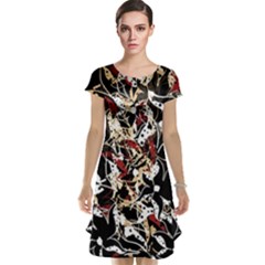 Abstract Floral Design Cap Sleeve Nightdress