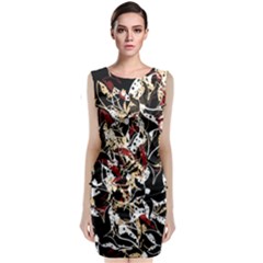 Abstract Floral Design Classic Sleeveless Midi Dress