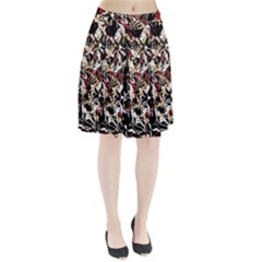 Abstract Floral Design Pleated Skirt