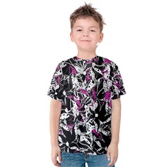 Purple Abstract Flowers Kids  Cotton Tee