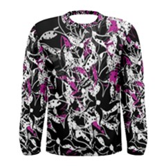 Purple Abstract Flowers Men s Long Sleeve Tee