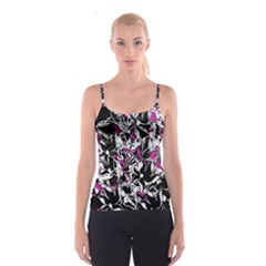 Purple Abstract Flowers Spaghetti Strap Top