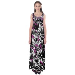 Purple Abstract Flowers Empire Waist Maxi Dress