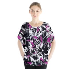 Purple Abstract Flowers Blouse