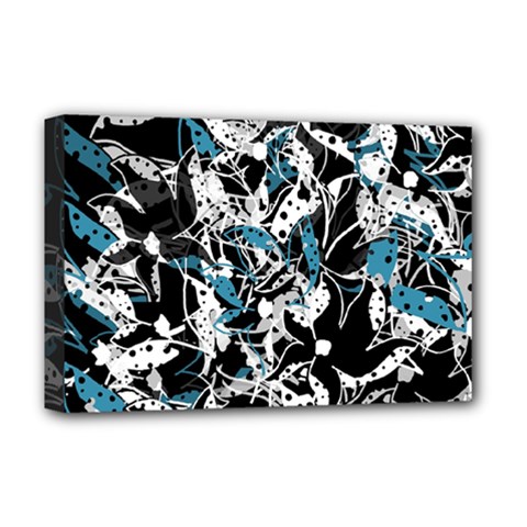 Blue Abstract Flowers Deluxe Canvas 18  X 12   by Valentinaart