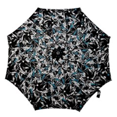 Blue Abstract Flowers Hook Handle Umbrellas (large)