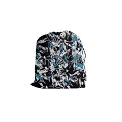 Blue Abstract Flowers Drawstring Pouches (small) 