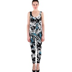 Blue Abstract Flowers Onepiece Catsuit