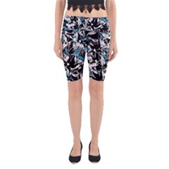 Blue Abstract Flowers Yoga Cropped Leggings