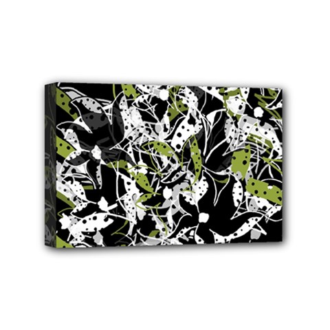 Green Floral Abstraction Mini Canvas 6  X 4 