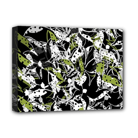 Green Floral Abstraction Deluxe Canvas 16  X 12  