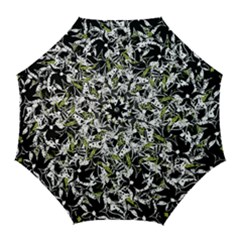 Green Floral Abstraction Golf Umbrellas