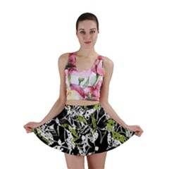 Green Floral Abstraction Mini Skirt