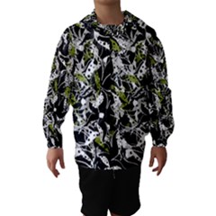 Green Floral Abstraction Hooded Wind Breaker (kids)