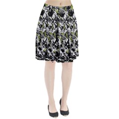 Green Floral Abstraction Pleated Skirt