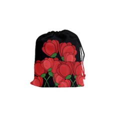 Red Tulips Drawstring Pouches (small) 