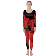 Red Tulips Long Sleeve Catsuit by Valentinaart