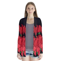 Red Tulips Drape Collar Cardigan