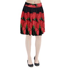 Red Tulips Pleated Skirt