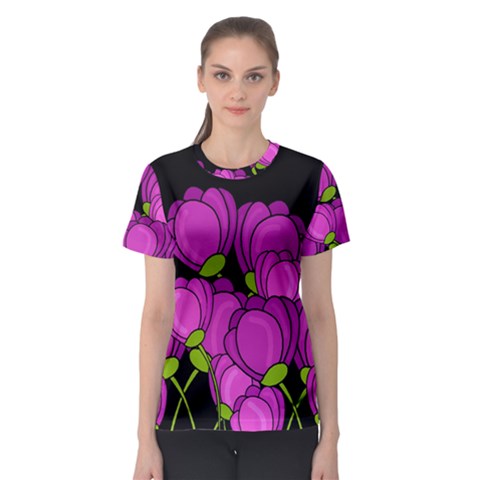 Purple Tulips Women s Sport Mesh Tee by Valentinaart