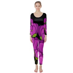 Purple Tulips Long Sleeve Catsuit