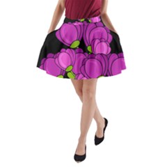 Purple Tulips A-line Pocket Skirt by Valentinaart