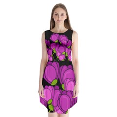 Purple Tulips Sleeveless Chiffon Dress   by Valentinaart