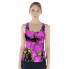 Purple Tulips Racer Back Sports Top by Valentinaart