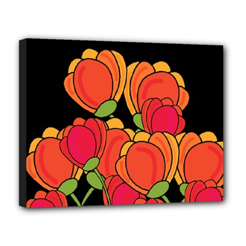 Orange Tulips Canvas 14  X 11  by Valentinaart