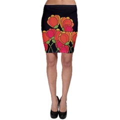 Orange Tulips Bodycon Skirt by Valentinaart