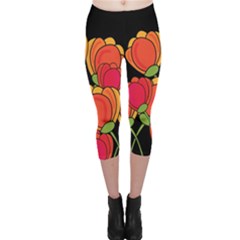 Orange Tulips Capri Leggings 