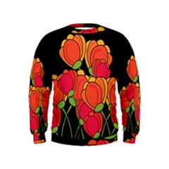 Orange Tulips Kids  Sweatshirt by Valentinaart