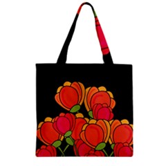 Orange Tulips Zipper Grocery Tote Bag